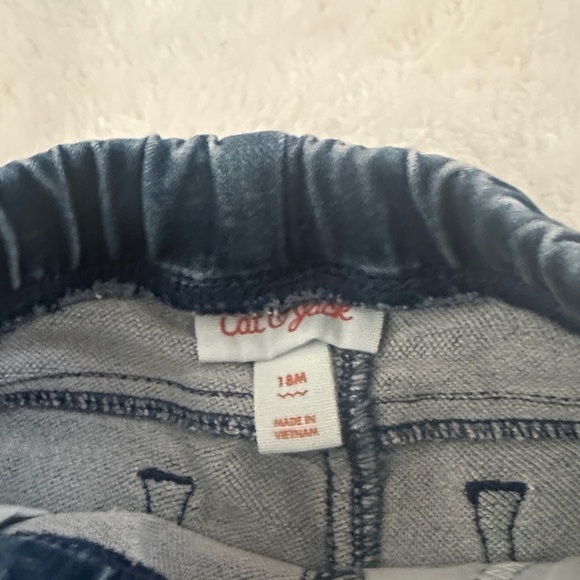 CAT & JACK Dark Wash Cuffed Denim Shorts $12 SIZE 12-18 MONTHS Stretch Elastic - Picture 3 of 3